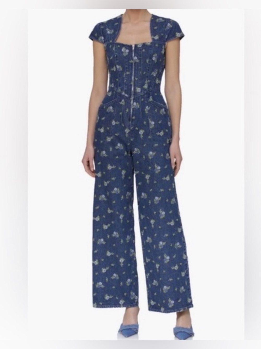 AVEC LES FILLES Floral Cap Sleeve Corset
Denim Jumpsuit